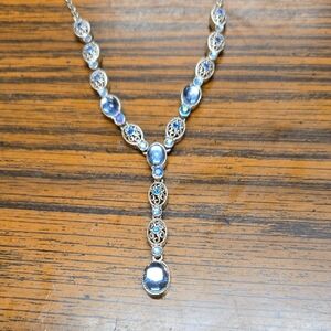 Elegant Silver Necklace with Blue Accents